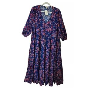 New Loralette Sz 18-20 plus Size Maxi Dress Tiered Popcorn Ditsy Floral All over